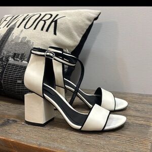 Alexander Wang Abby Tilt-heel Leather D'orsay Sandal, Bone -  38 (scuffs as is)